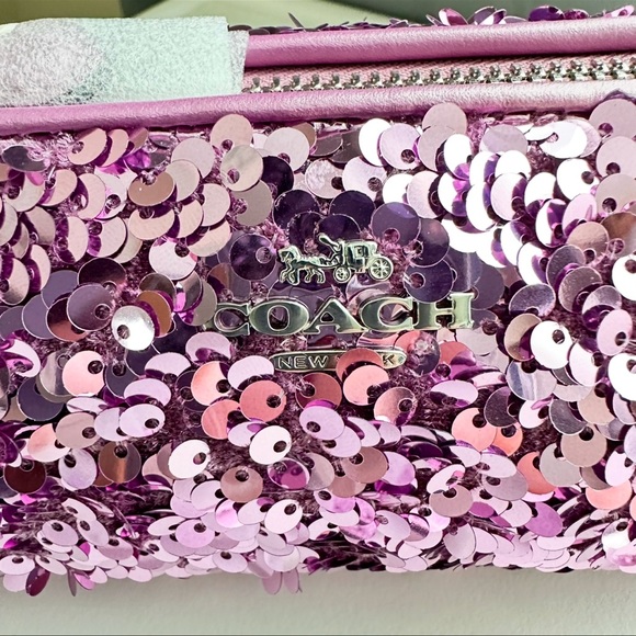 Coach Nolita Barrel Bag Lilac Pink Sequins Silver Hardware Style CQ589 - Picture 6 of 14